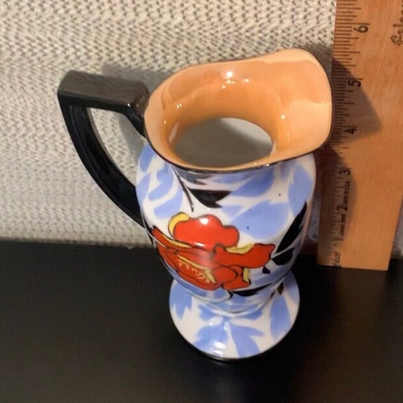 Vintage Hand Painted Made in Japan Lusterware Floral Vase.  Opalescent Rimmed - Picture 9 of 10